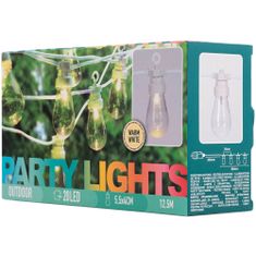 ProGarden Světelný řetěz LED PARTY LIGHT Zahradní Lampy Girlanda Osvětlení 12,5 Metru 20 žárovek