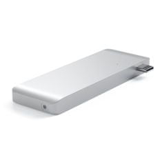Satechi Type-C Pass-Through Adaptér Hub USB port pro Macbook 12 stříbro