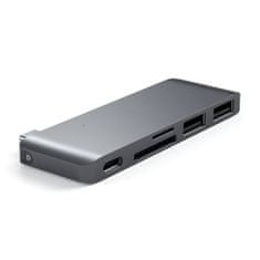 Satechi Type-C Pass-Through Adaptér Hub USB port pro Macbook 12 Tmavě šedá
