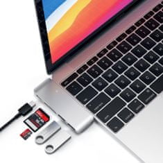 Satechi Type-C Pass-Through Adaptér Hub USB port pro Macbook 12 stříbro