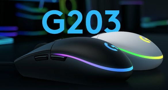 Štýlová drôtová optická myš Logitech G203 Lightsync, fialová (910-005853) ultra ľahká tichá 