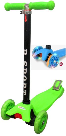 R-Sport Dětská tříkolová koloběžka H1 Zelená s LED kolečky