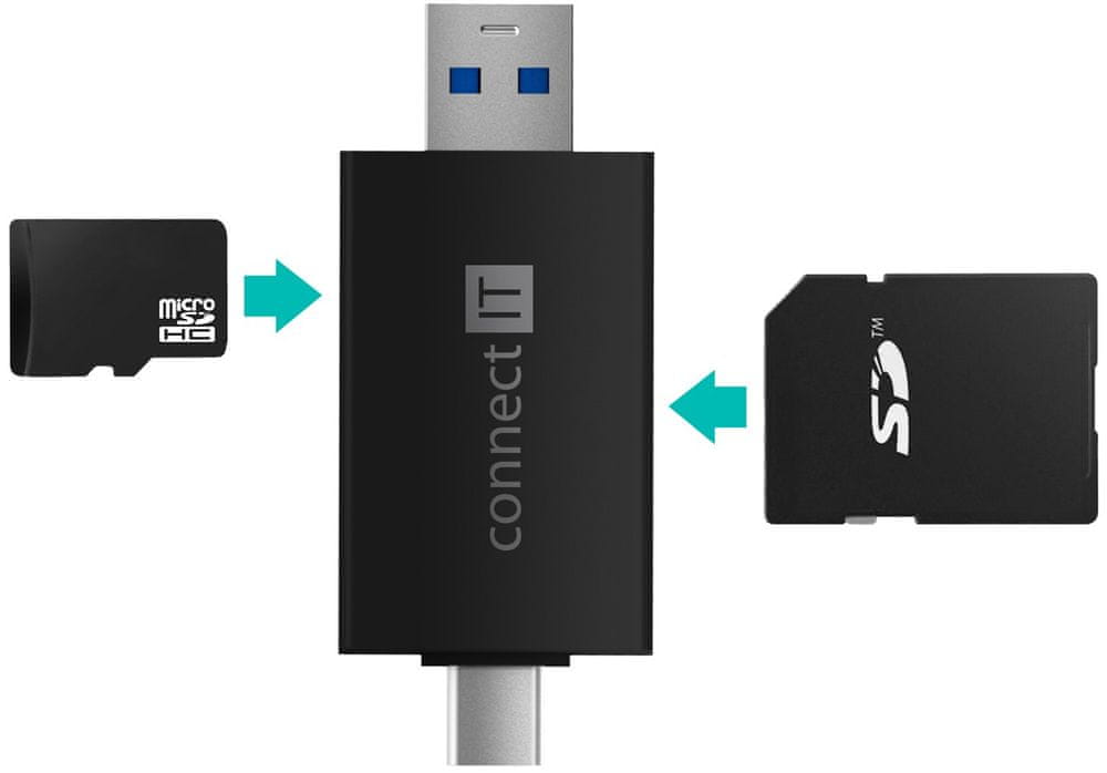 Connect IT USB-C/USB-A čtečka karet CFF-1020-BK