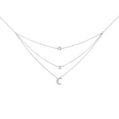 Preciosa Trojitý stříbrný náhrdelník s kubickou zirkonií Moon Star 5362 00