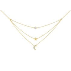 Preciosa Trojitý pozlacený náhrdelník s kubickou zirkonií Moon Star 5362Y00