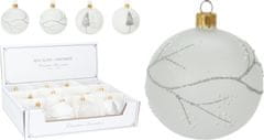H & L Vánoční ozdoba koule 8cm, ledová bílá, stříbrná, stromek 