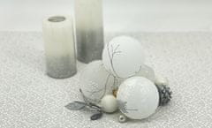 H & L Vánoční ozdoba koule 8cm, ledová bílá, stříbrná, stromek 