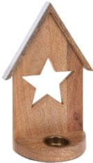 H & L Dřevěný svícen House 29cm, hvězda A98002410