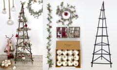 H & L Sada vánočních dekorací 10ks, béžová, textil, dřevo 