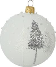 H & L Vánoční ozdoba koule 8cm, sněhová bílá, stříbrná, stromek 