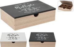 H & L Dřevěný box na čaj24x17x7cm, bílý