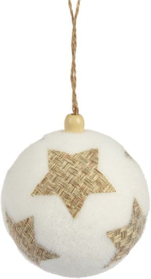 H & L Vánoční ozdoba koule 8cm, bílá slámová hvězda