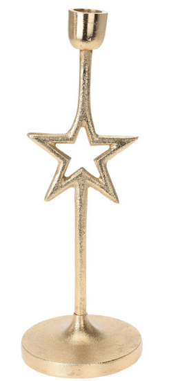 H & L Zlatý kovový svícen 18,5cm, hvězda