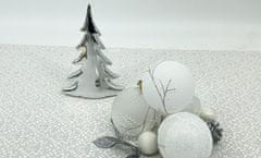 H & L Vánoční ozdoba koule 8cm, sněhová bílá, stříbrná, větvičky 