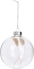 H & L Vánoční ozdoba koule 10cm, čirá s přírodním dekorem uvnitř 