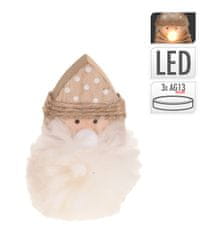 H & L Vánoční postava s LED, dřevo, skřítek bílý DH8027200