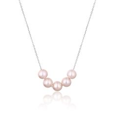 JwL Luxury Pearls Jemný stříbrný náhrdelník s růžovými říčními perlami JL0784