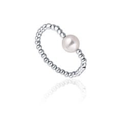 JwL Luxury Pearls Minimalistický stříbrný prsten s pravou sladkovodní perlou JL0790