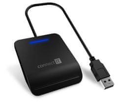 Connect IT USB čtečka eObčanek a čipových karet CFF-3050-BK, černá