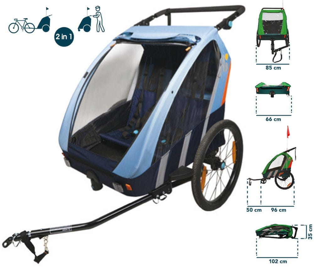 Bellelli Trailblazer kombinovaný vozík za kolo - 2 děti