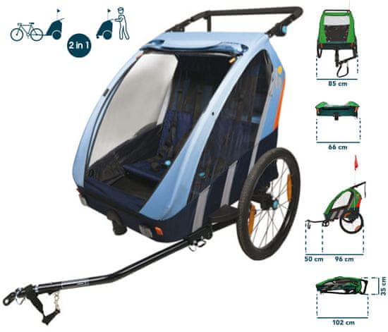 Bellelli kombinovaný vozík za kolo - 2 děti