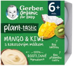 Gerber Organic 100% rostlinný dezert mango a kiwi s kokosovým mlékem 4x 90 g