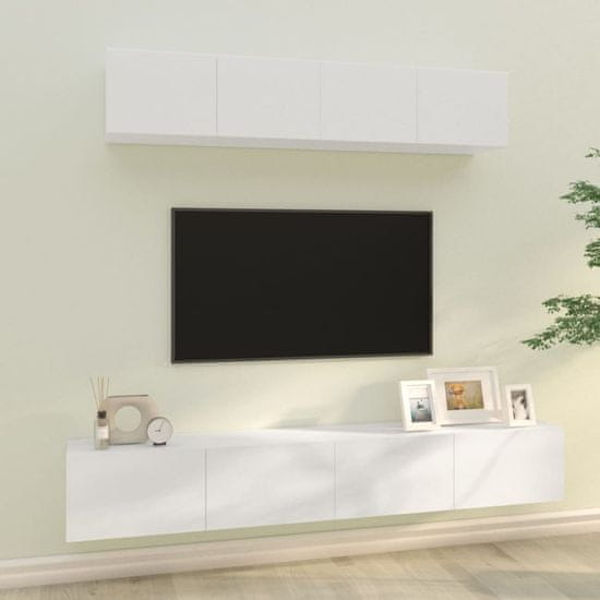 Vidaxl 4dílný set TV skříněk bílý s vysokým leskem kompozitní dřevo