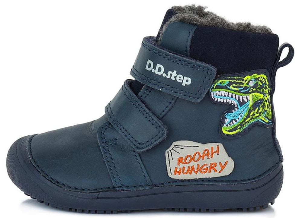 D-D-step chlapecká zimní kožená kotníčková barefoot obuv W063-968 tmavě modrá 29