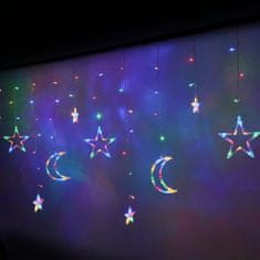 InnoVibe LED barevný závěs s hvězdičkami a měsíčky - 2,5 m, 138 LED