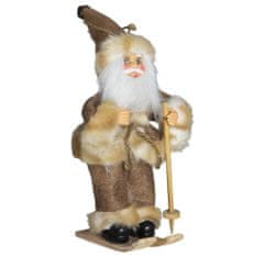 Dům Vánoc Ozdoba na stromeček Santa v hnědém kabátku na lyžích 18 cm