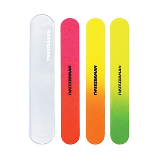Tweezerman Neonové pilníky na nehty s pouzdrem (Neon Nail Files) 3 ks