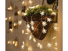 AUR Vnitřní LED vánoční řetěz se sněhovými vločkami, teplá bílá, 6m, 50 LED