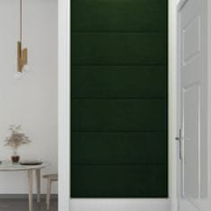 Vidaxl Nástěnné panely 12 ks tmavě zelené 90 x 30 cm samet 3,24 m²