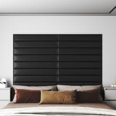 shumee Nástěnné panely 12 ks černé 90 x 15 cm umělá kůže 1,62 m²