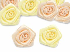 Kraftika 10ks bílá saténová růžička 20mm, saténové růže našití
