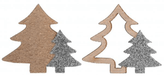 Paris Dekorace Vánoční stromečky stříbrné 10 ks, 4 x 3,5 cm