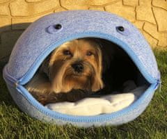 Brunbo Modrý plstěný spací pelíšek, kukaň, pelech pro malé psy