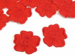 Kraftika 10ks červená nažehlovačka vyšívaný květ, nažehlovačky