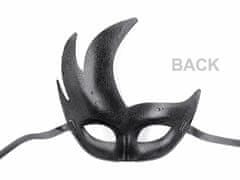 Kraftika 1ks černá stříbrná karnevalová maska - škraboška semišová s