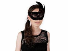 Kraftika 1ks černá červená karnevalová maska - škraboška semišová s