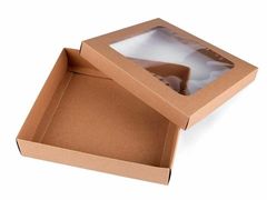 Kraftika 1ks nědá přírodní papírová krabice natural s průhledem