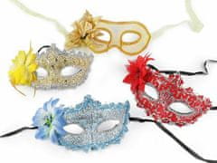 Kraftika 1ks zlatá karnevalová maska - škraboška s květem