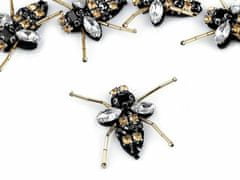 Kraftika 1ks erná aplikace včela s broušenými kameny