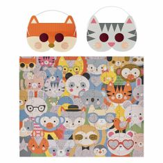 Petit collage Petitcollage puzzle zvířátka 100 ks s 3d brýlemi