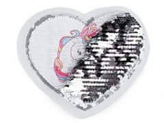 Kraftika 1ks tříbrná jednorožec aplikace srdce s jednorožcem / happy