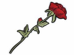 Kraftika 1ks 5 červená nažehlovačka na rifle květy / růže