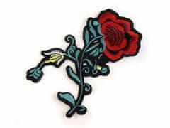 Kraftika 1ks 8 červená nažehlovačka na rifle květy / růže