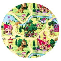 Vopi Dětský koberec Pohádková vesnice kruh, 1.60 x 1.60