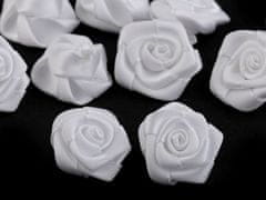 Kraftika 10ks bílá saténová růžička 20mm, saténové růže našití