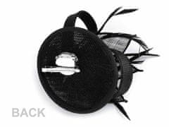 Kraftika 1ks černá fascinátor květ s peřím, fascinátory, klobouky